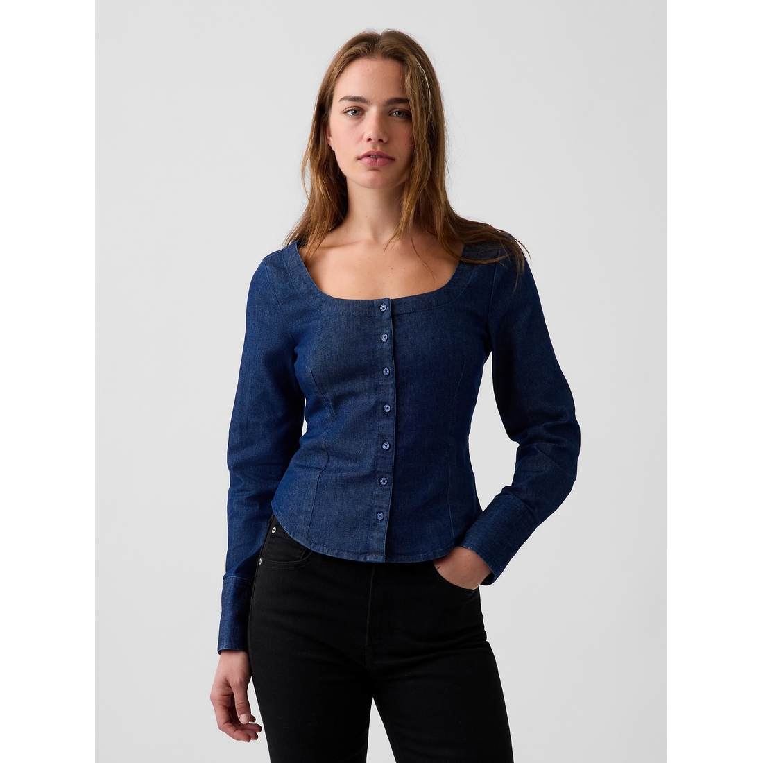 Gap Women's Denim Scoop Neck Top