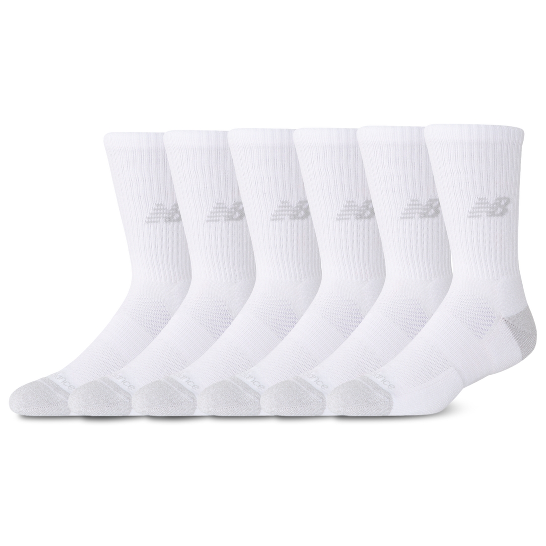New Balance Active Cushion 6PK Crew Sock White Size L