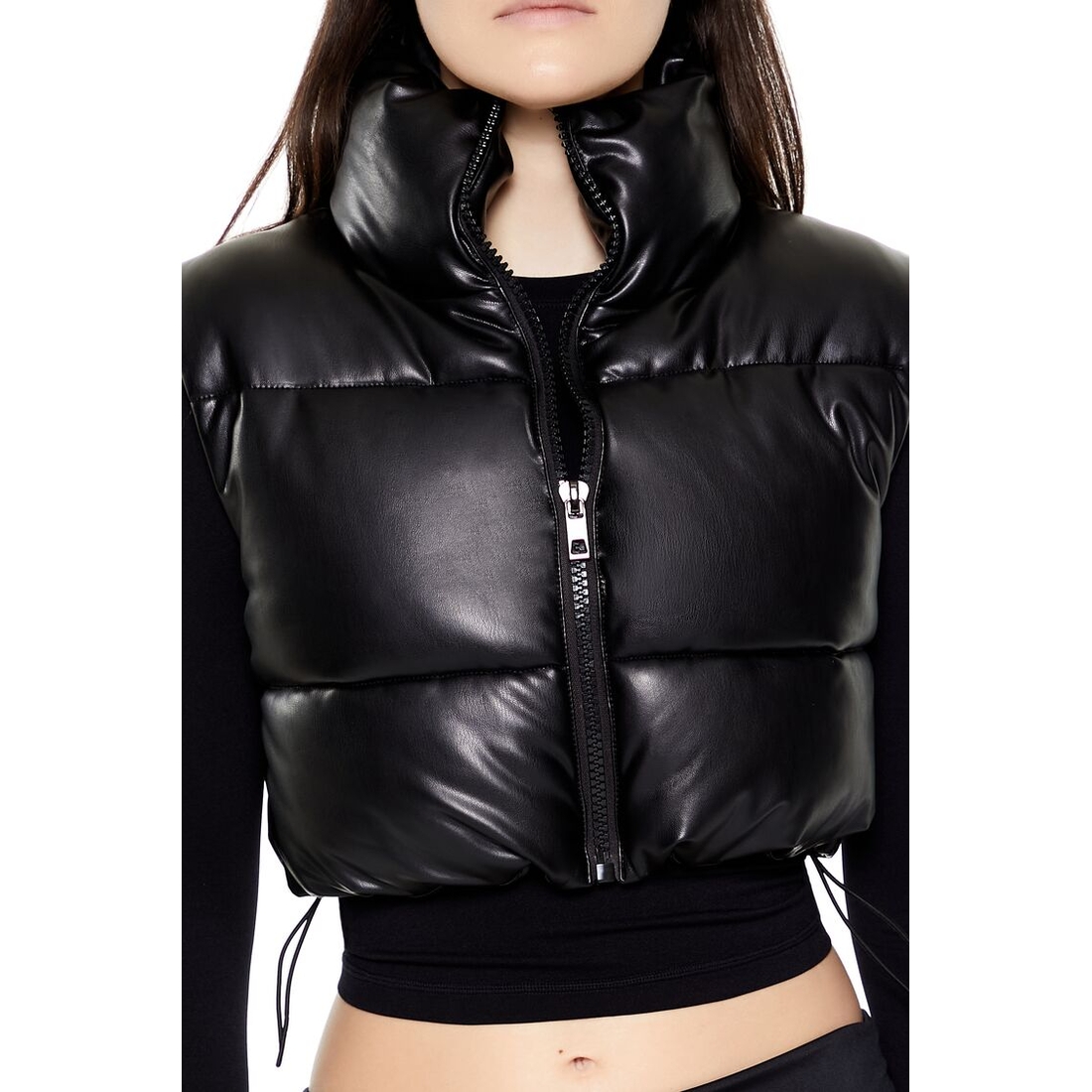Forever 21 Women's Quilted Faux Leather Cropped Vest Forever 21 Women's Quilted Faux Leather Cropped Vest