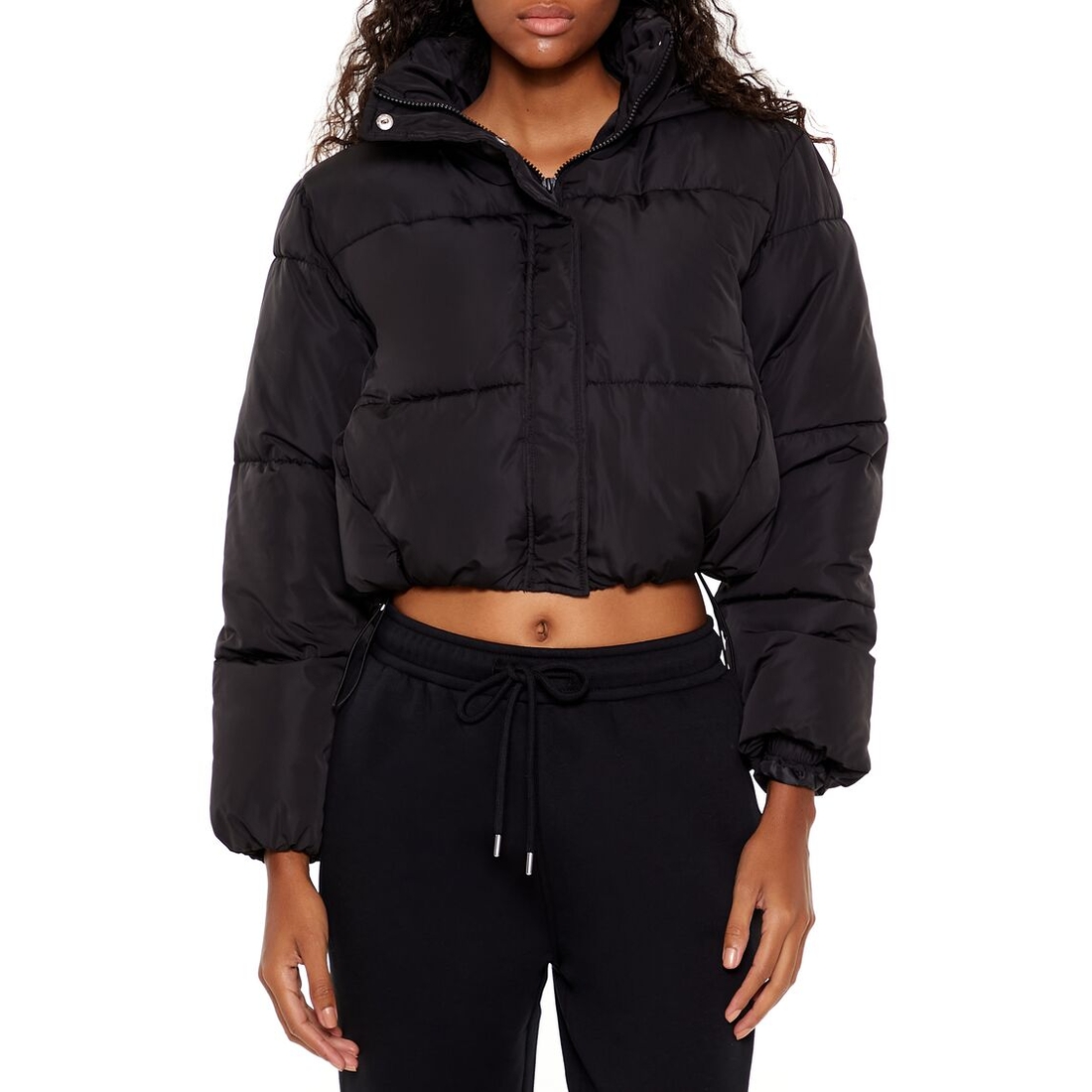 Forever 21 Women's Hooded Cropped Puffer Jacket available Forever 21 Women's Hooded Cropped Puffer Jacket available