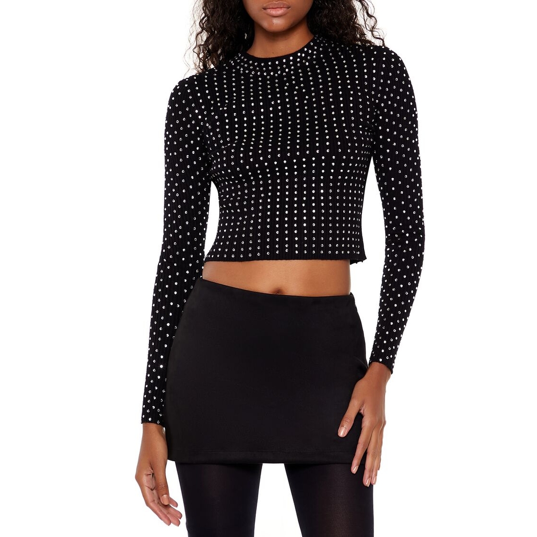 Forever 21 Women's Rhinestone Cropped Sweater available now Forever 21 Women's Rhinestone Cropped Sweater available now