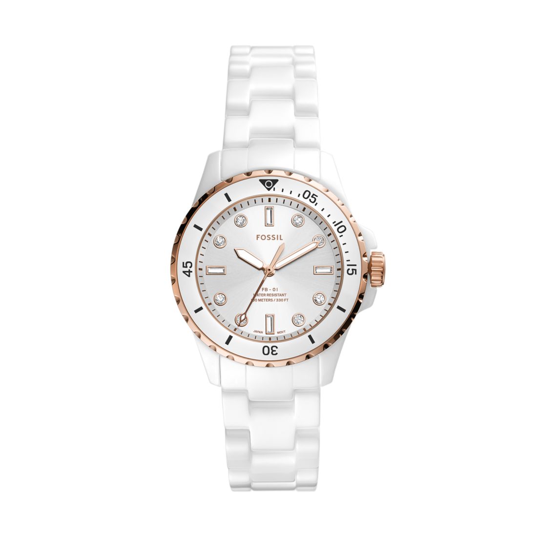 FOSSIL Fossil Women's Fb-01 Three-Hand White Ceramic Watch available now at  The Galleria