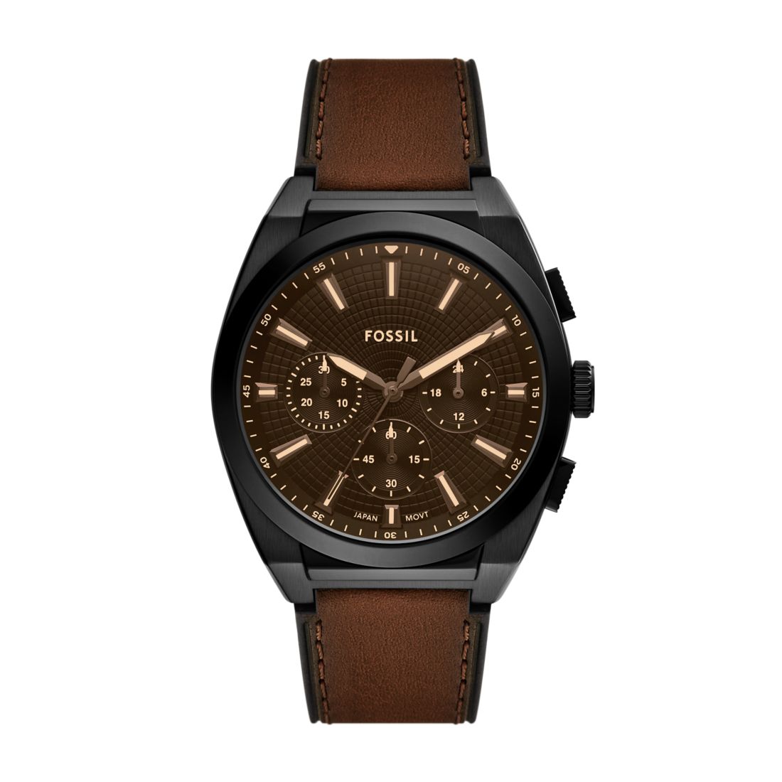 Fossil Men's Everett 44Mm Chronograph Brown Leather Watch