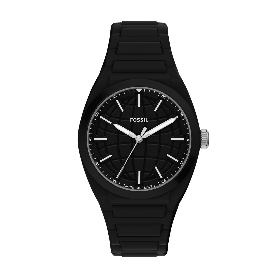 Fossil Men's Everett 42Mm Three-Hand Black Silicone Watch