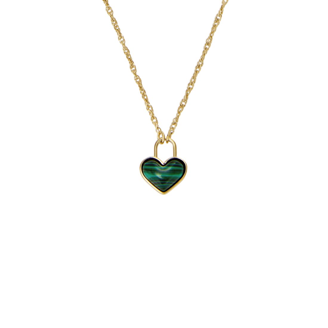 Fossil Women's Sutton Modern Meadows Reconstituted Malachite Heart Pendant Necklace