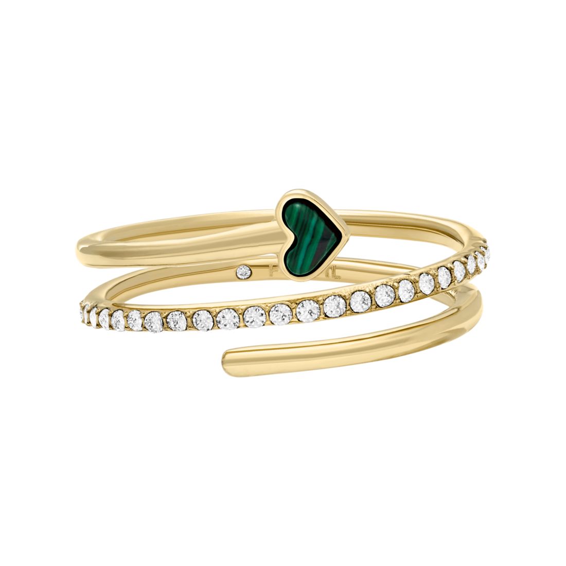 Fossil Women's Sutton Modern Meadows Reconstituted Malachite Prestack Heart Ring