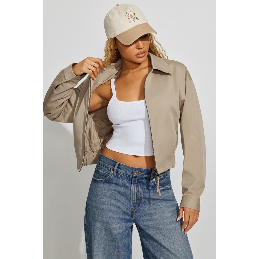 Garage Crop Twill Bomber Jacket