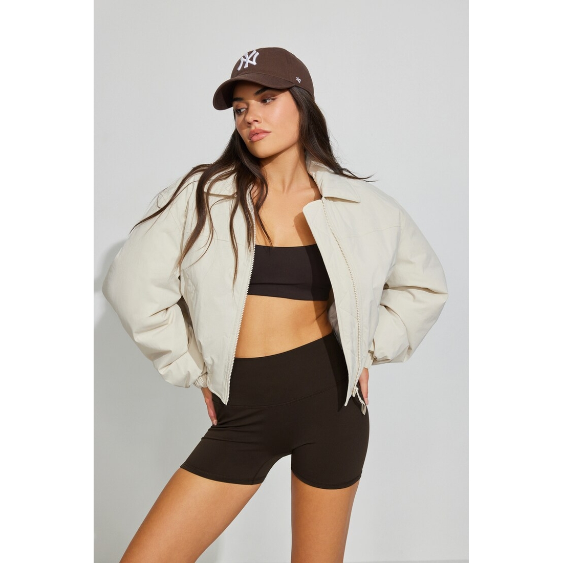 Garage Cropped Nylon Bomber Jacket