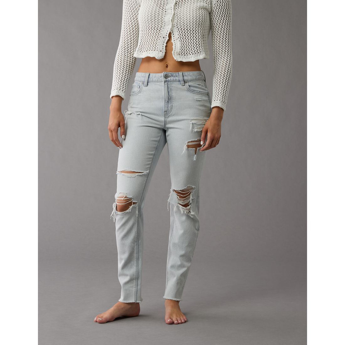 American Eagle AE Strigid Ripped Mom Jean