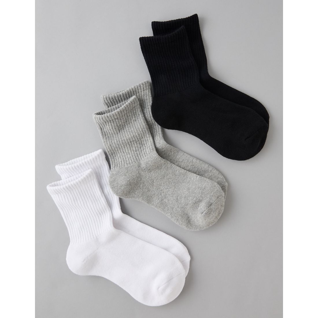 American Eagle AE Solid Cropped Crew Socks 3-Pack