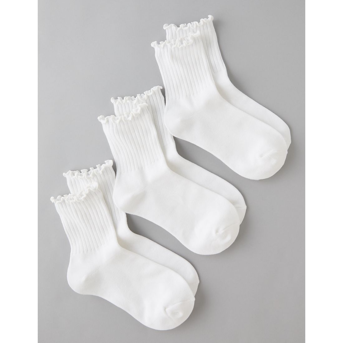 American Eagle AE Ruffle Cropped Crew Socks 3-Pack