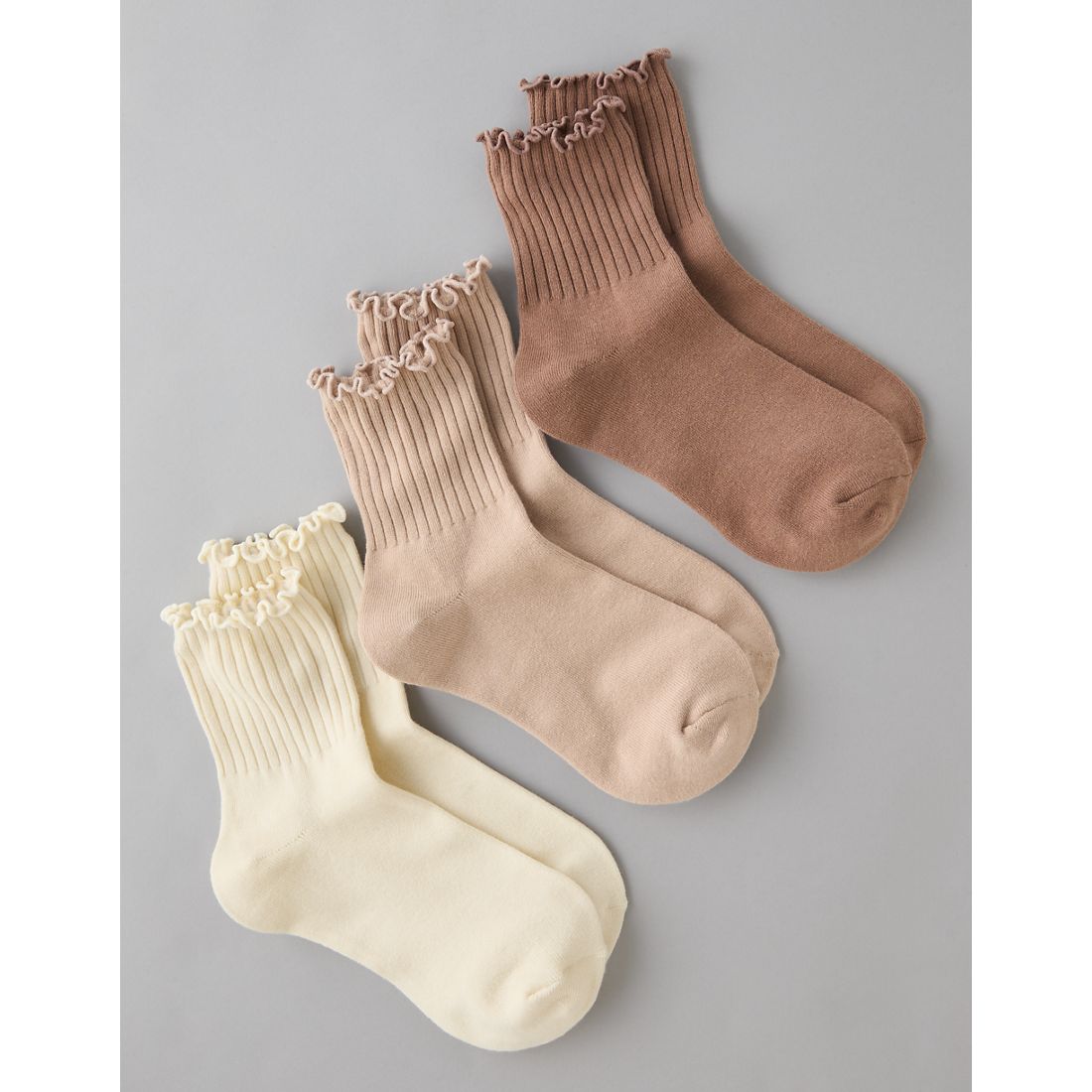 American Eagle AE Ruffle Cropped Crew Socks 3-Pack