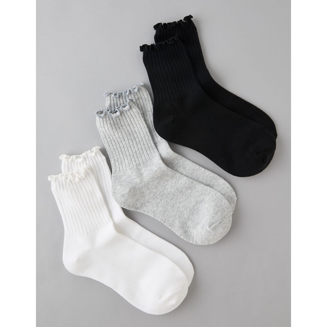 American Eagle AE Ruffle Cropped Crew Socks 3-Pack
