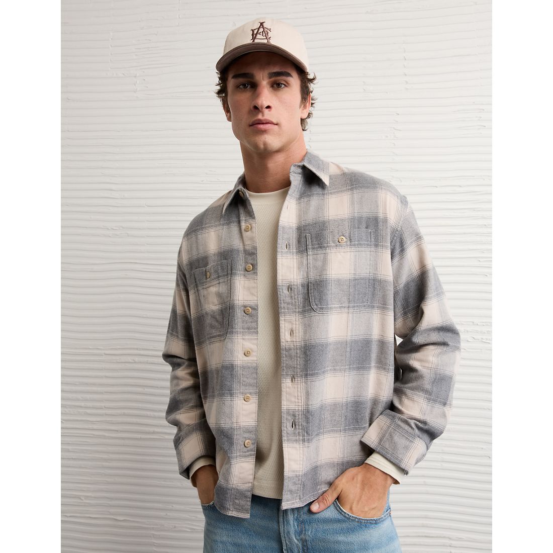 American Eagle AE Relaxed Fit Everyday Flannel Shirt available now at  Quaker Bridge Mall
