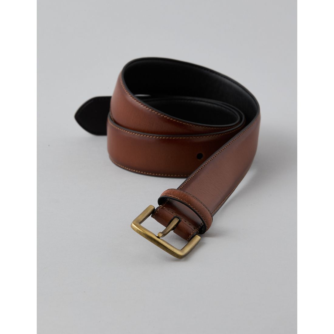 brown dress belt gold buckle Brown Leather Dress Belt | Handmade in Seattle