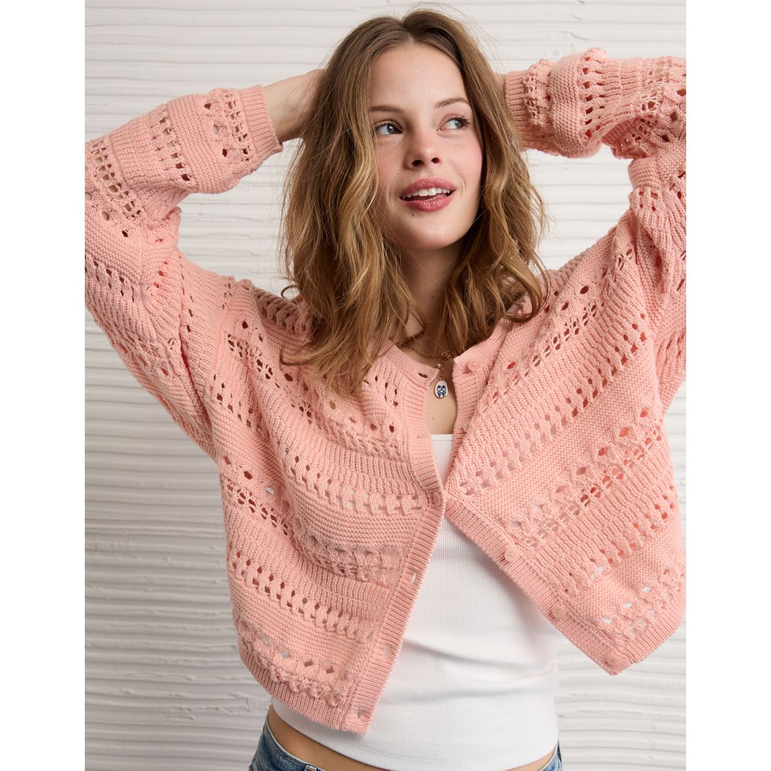 American Eagle AE Open Stitch Cardigan