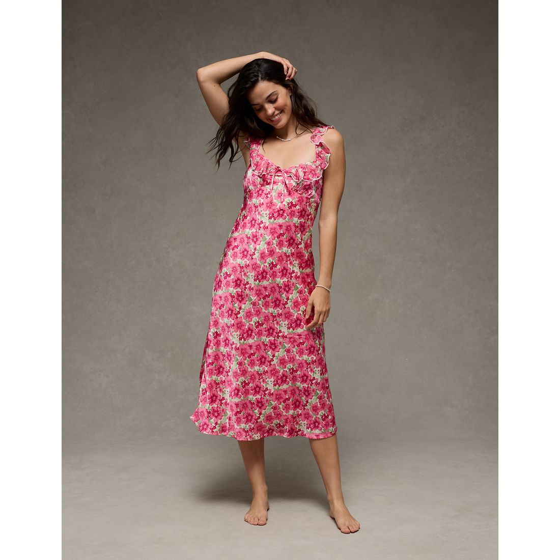 American Eagle AE Ruffle Strap Midi Dress