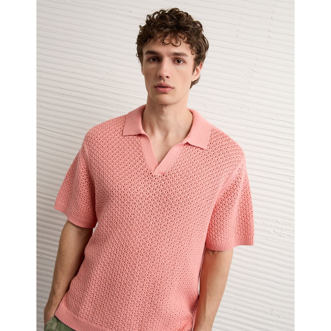 American Eagle AE Garment-Washed Sweater Polo