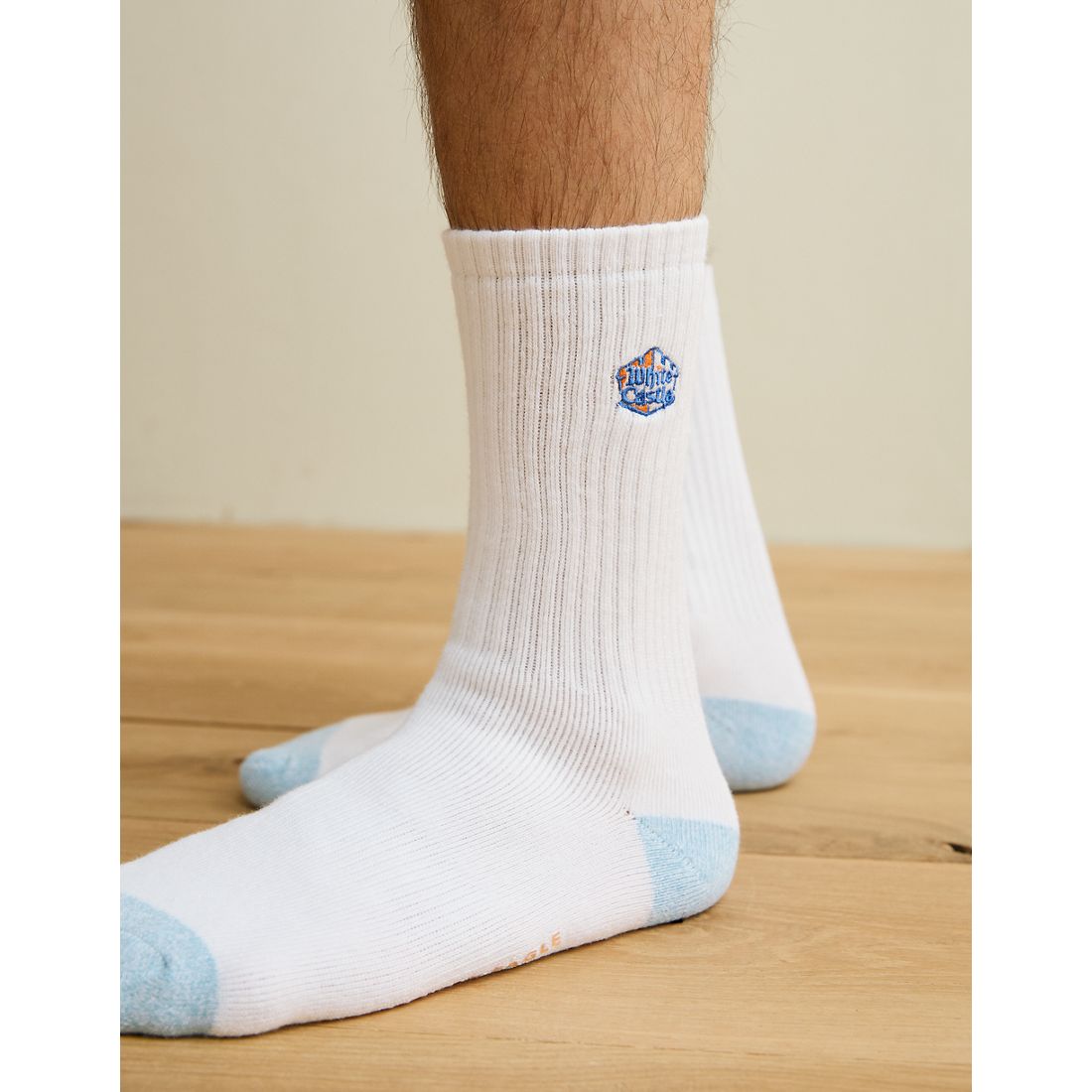 American Eagle AE White Castle Crew Socks