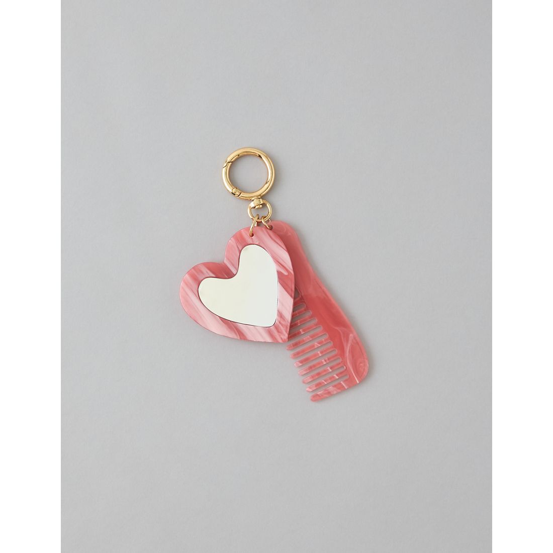 American Eagle AE Heart Mirror + Comb Keychain