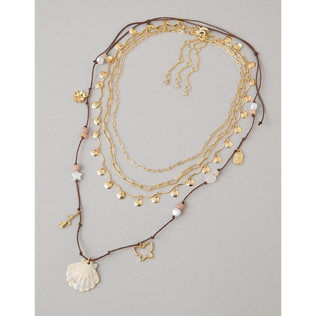 American Eagle AE Layered Shell Necklaces 4-Pack