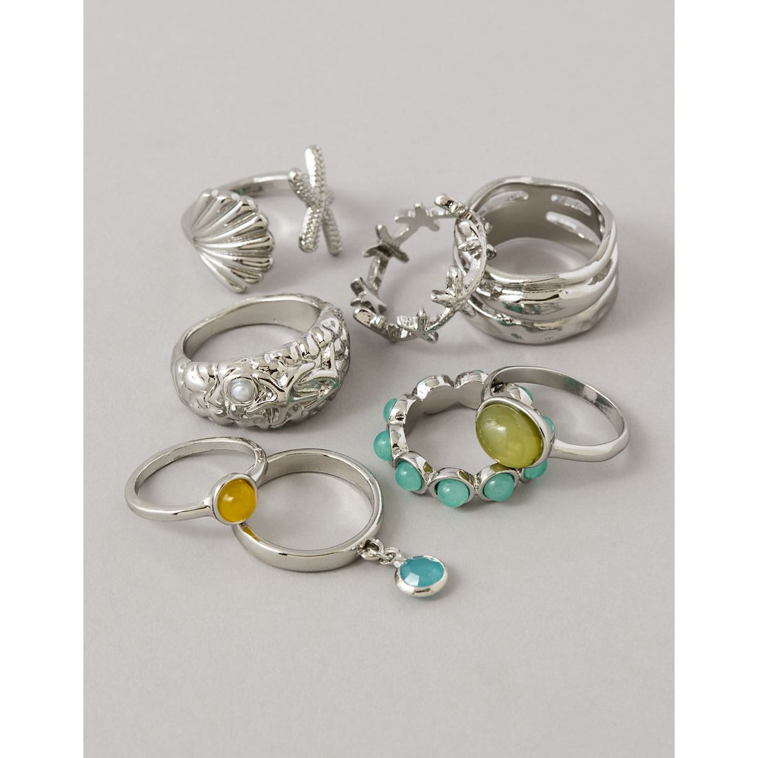 American Eagle AE Seaglass Rings 8-Pack