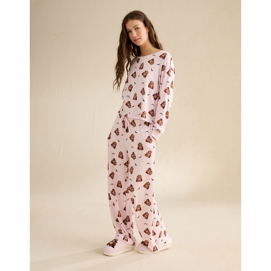American Eagle AE Luxe Plush Long Sleeve + Pant PJ Set