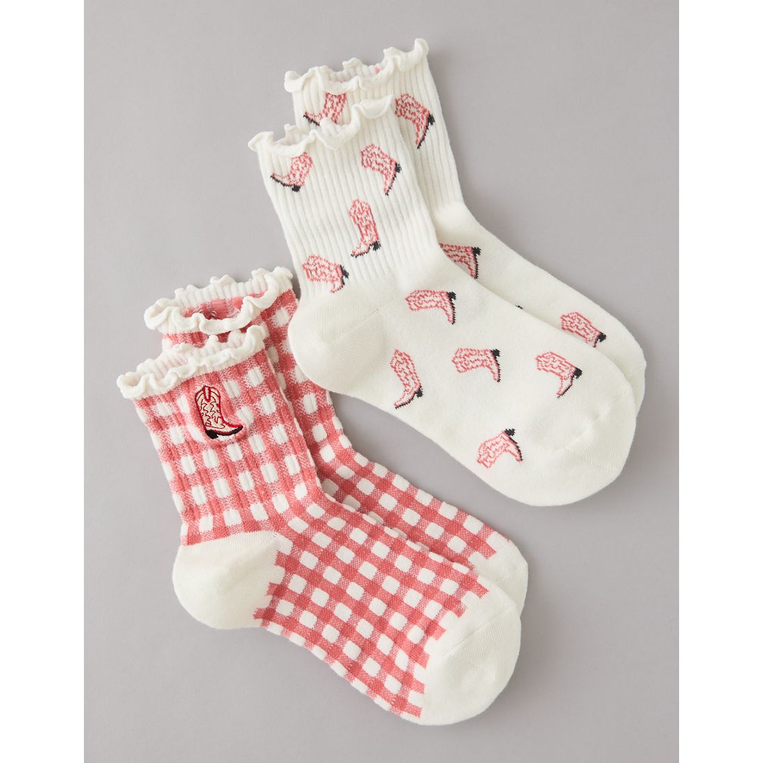 American Eagle AE Graphic Cropped Crew Socks 2-Pack