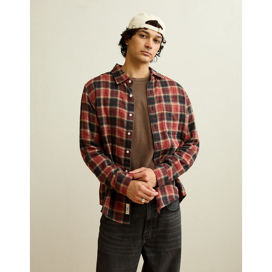 American Eagle AE Standard Fit Gauze Button-Up Shirt