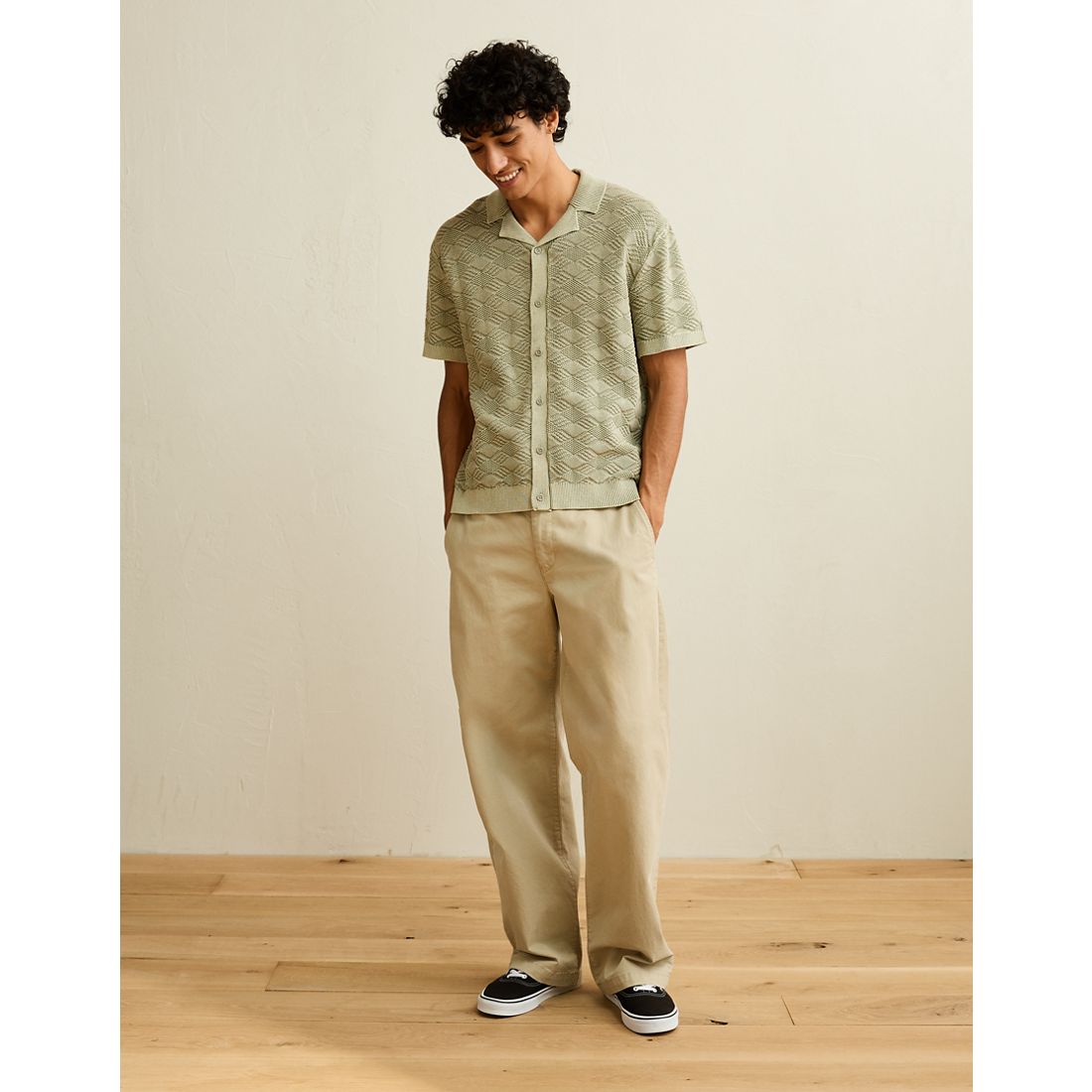American Eagle AE Garment-Washed Sweater Polo