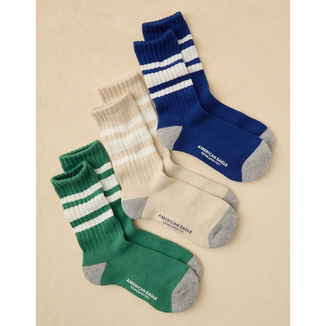 American Eagle AE Retro Stripe Crew Socks 3-Pack