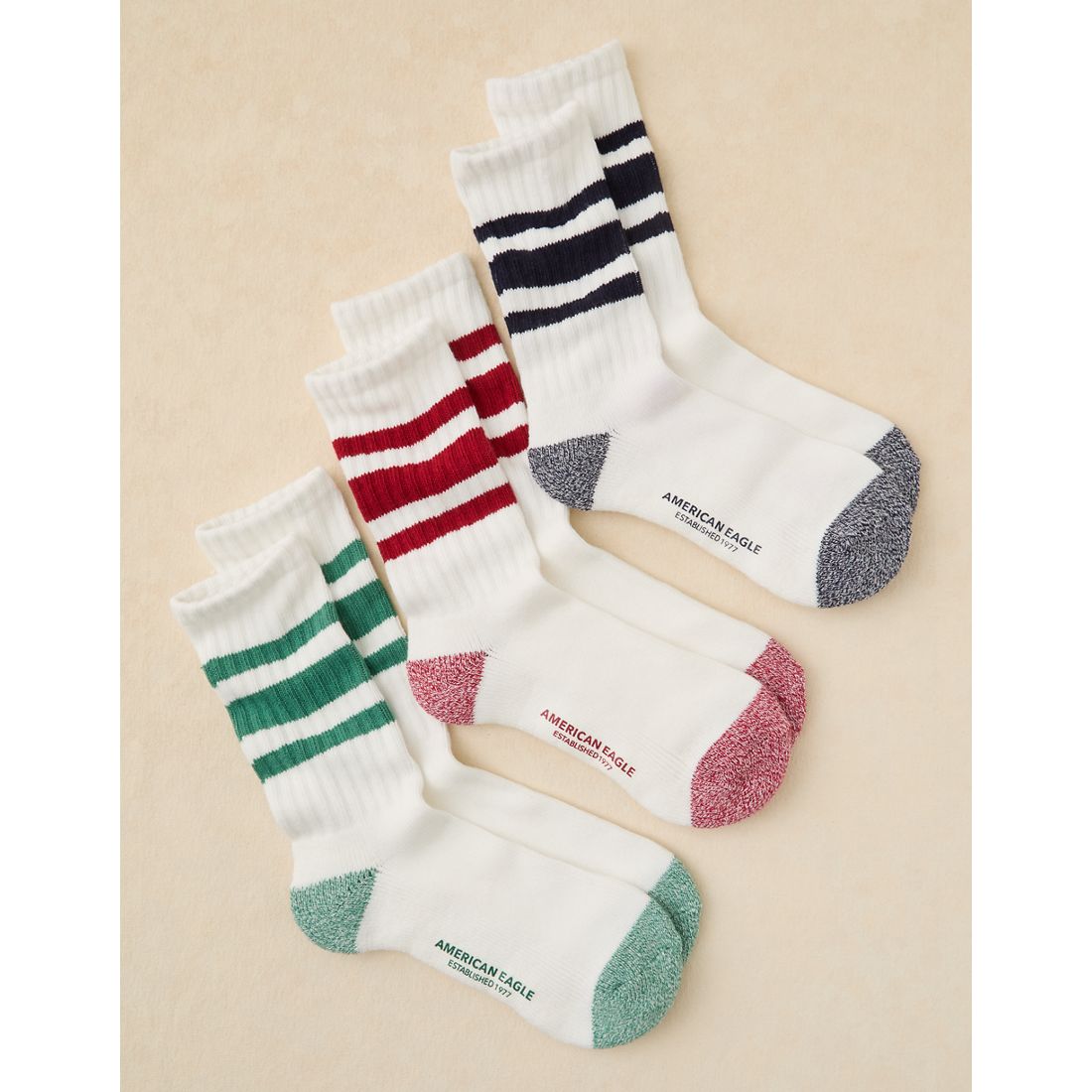 American Eagle AE Retro Stripe Crew Socks 3-Pack