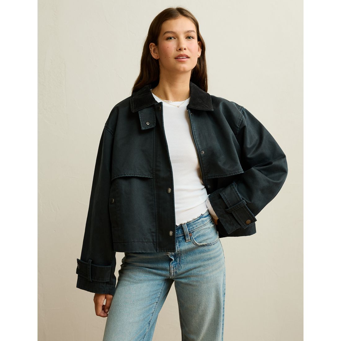 American Eagle AE Cropped Swing Workwear Jacket