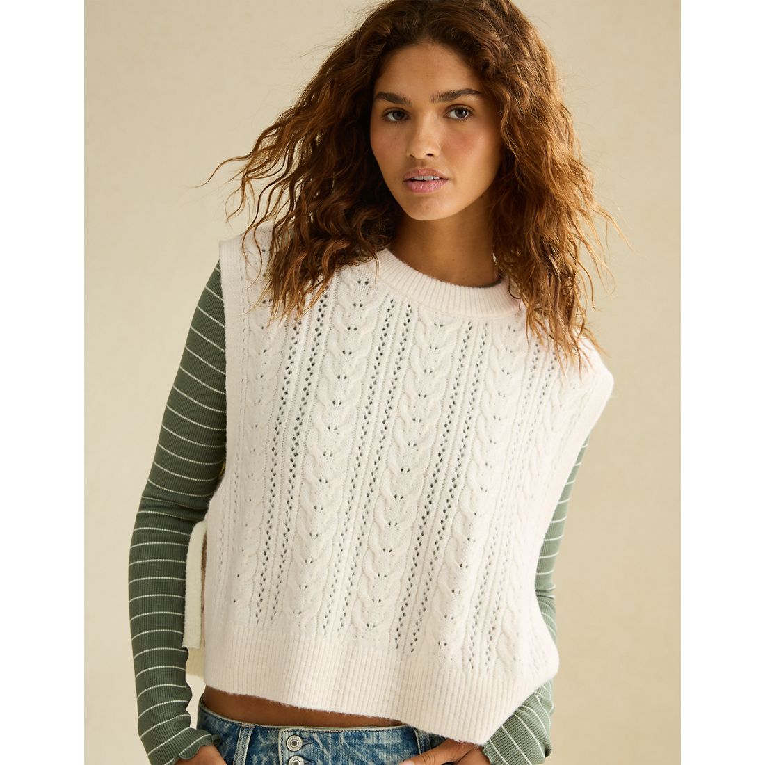 American Eagle AE Whoa So Soft Cable Knit Vest