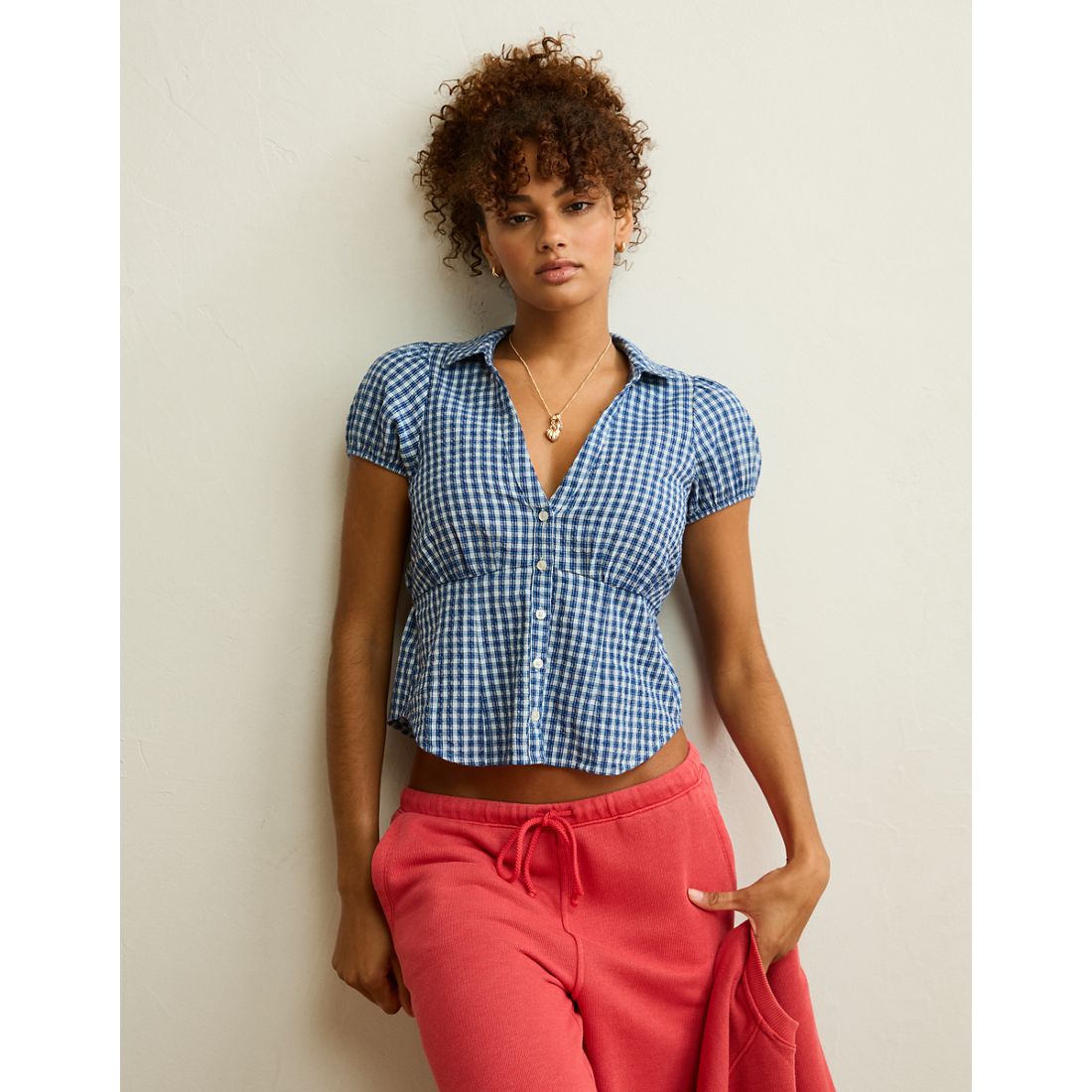 American Eagle AE Short-Sleeve Button-Up Shirt