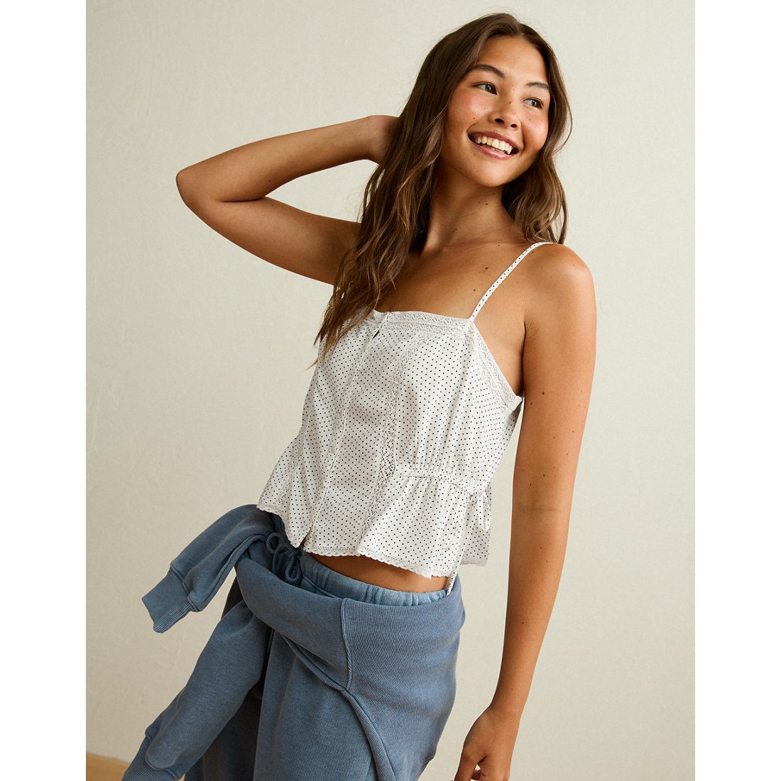 American Eagle AE Tie-Waist Button-Up Cami