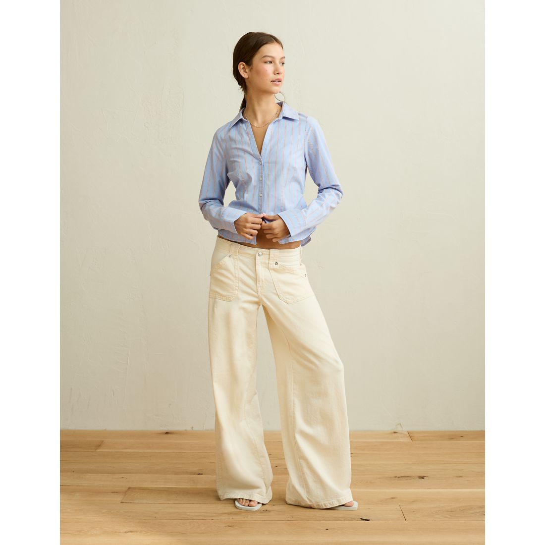 American Eagle AE Fitted Button-Up Shirt