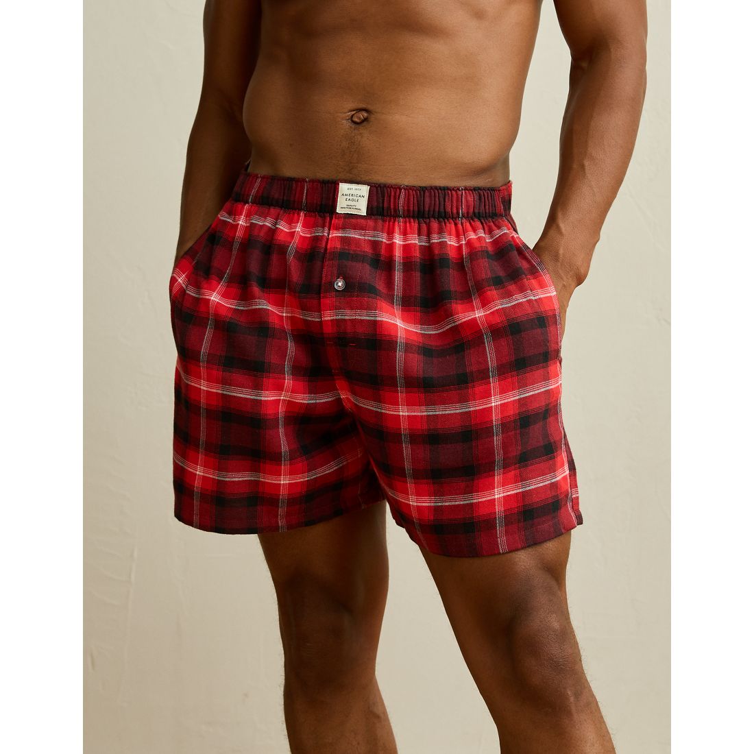 American Eagle AE Plaid Stretch Pocket Boxer Short