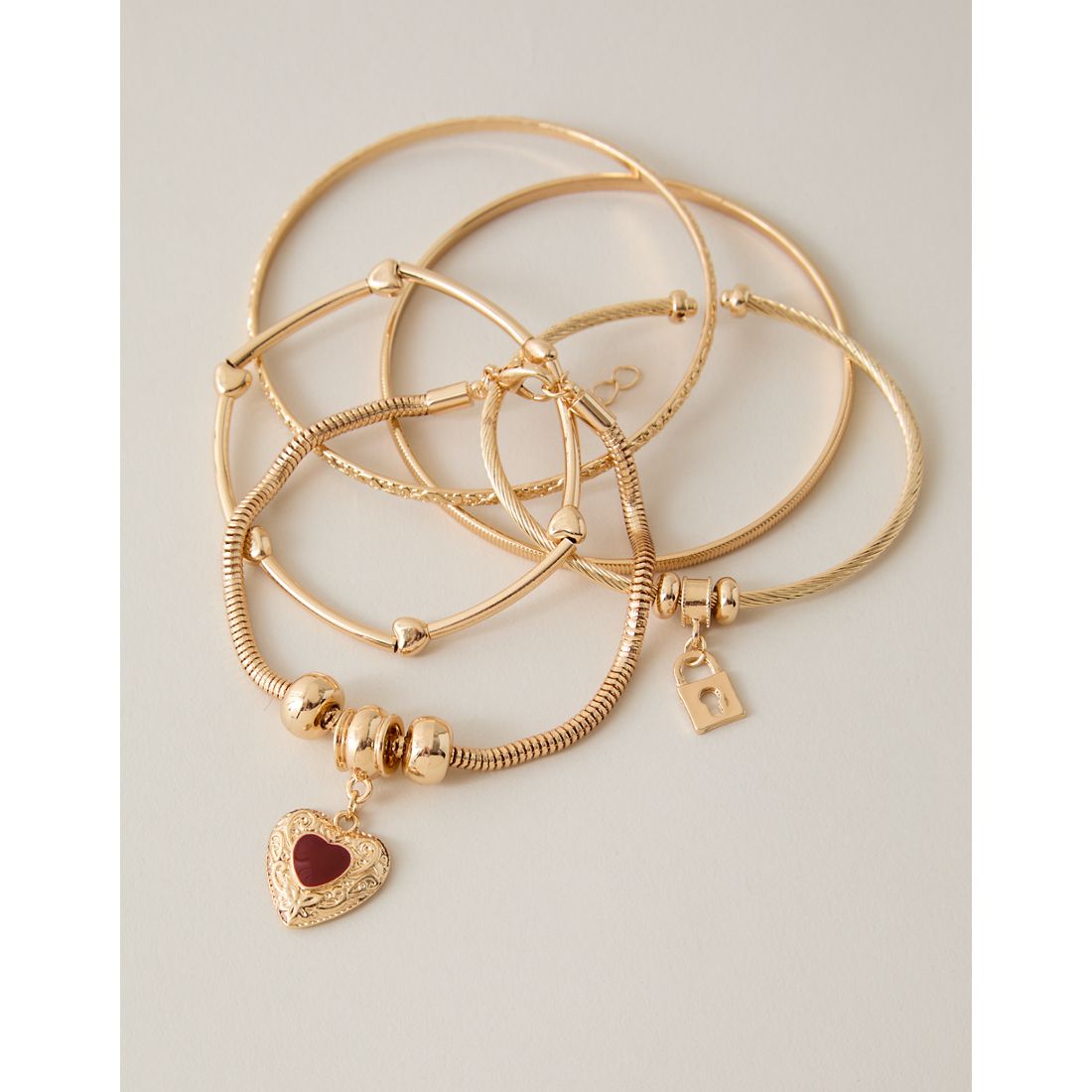 American Eagle AE Heart Bracelet 5-Pack