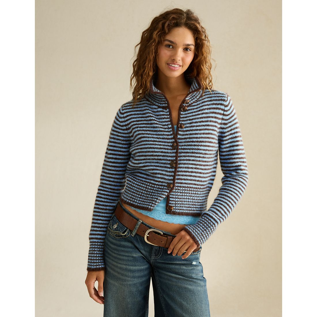 American Eagle AE Mock Neck Cardigan Sweater