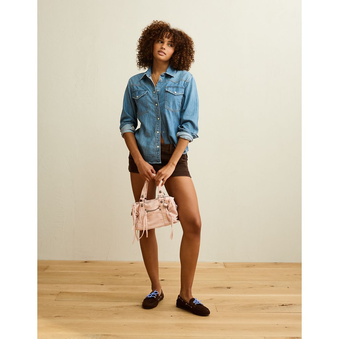 American Eagle AE Throwback Denim Button-Up Shirt
