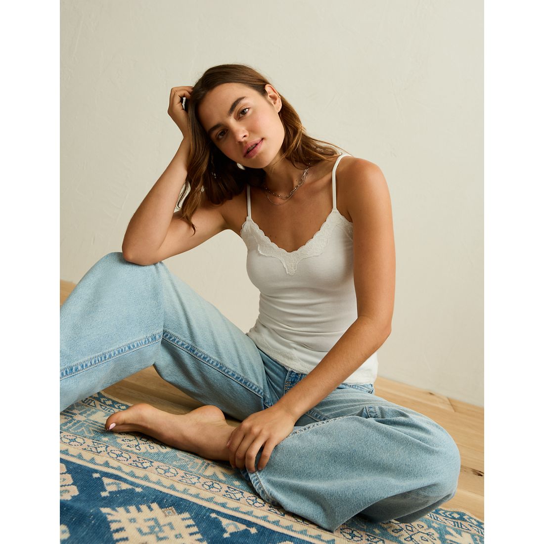 American Eagle AE Lace Trim Cozy Cami