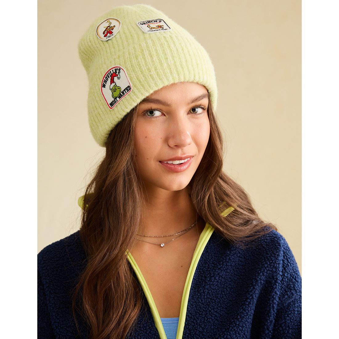 American Eagle AE Grinch Patch Beanie