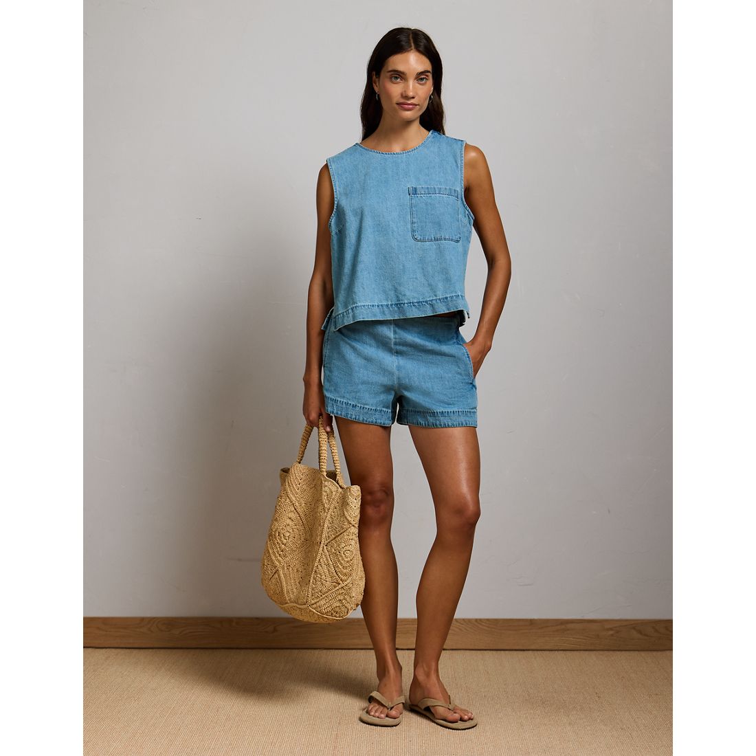 American Eagle AE77 Boxy Chambray Top