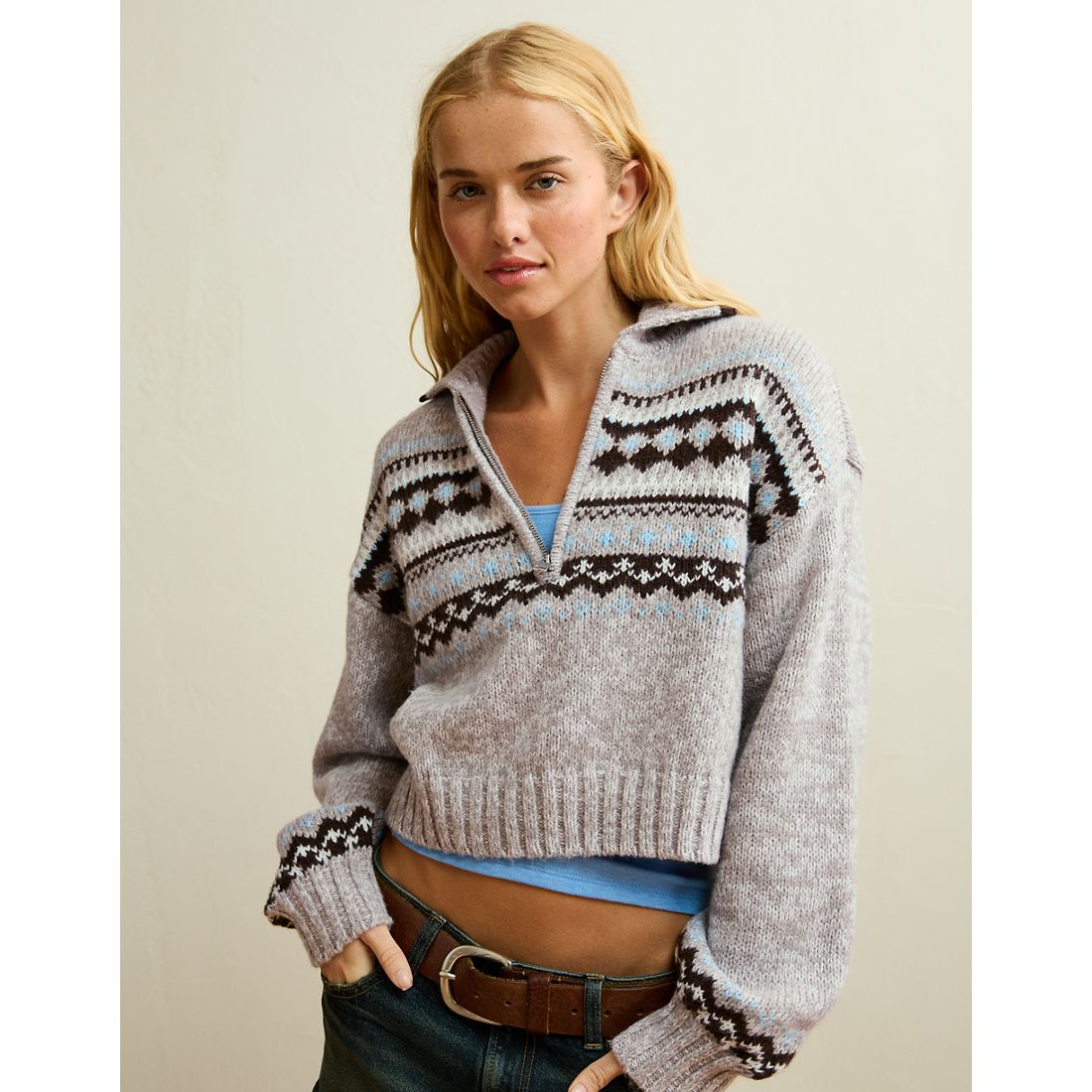 American Eagle AE Snow Stopper Half-Zip Sweater
