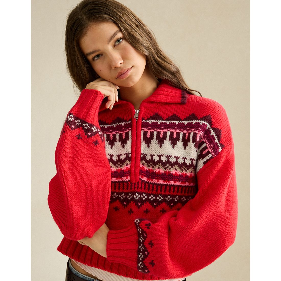 American Eagle AE Snow Stopper Half-Zip Sweater