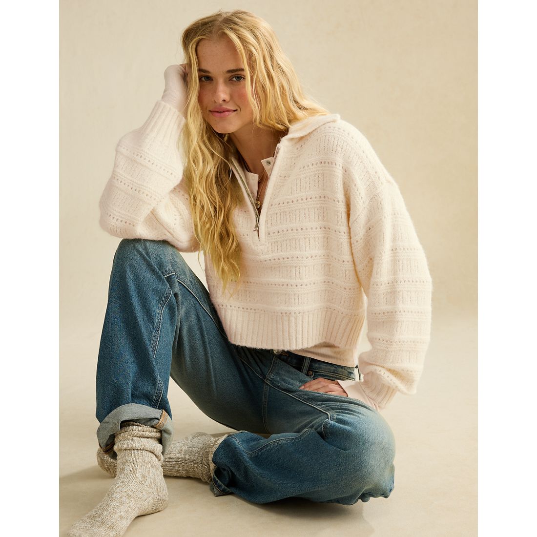 American Eagle AE Snow Stopper Half-Zip Sweater