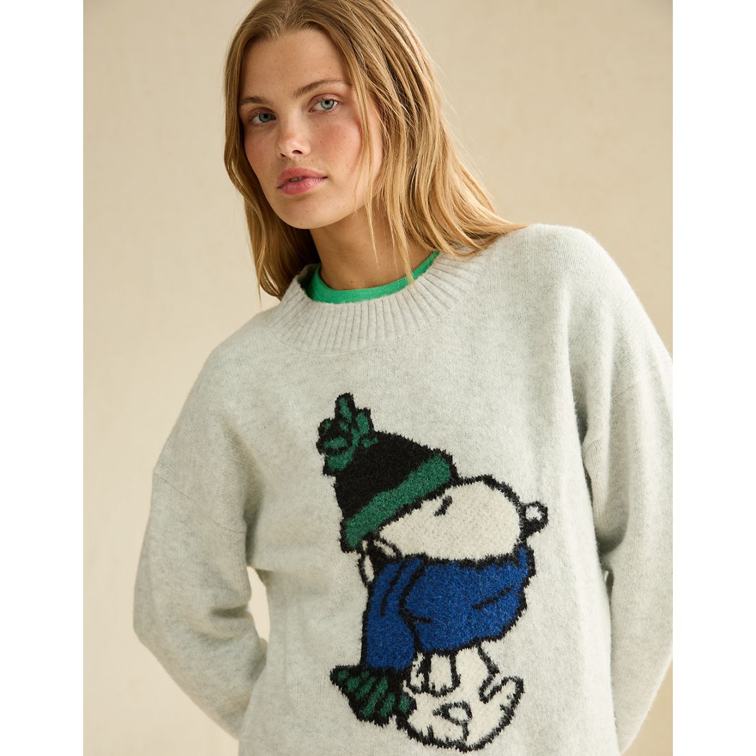 American Eagle AE Whoa So Soft Snoopy Graphic Oversized Sweater