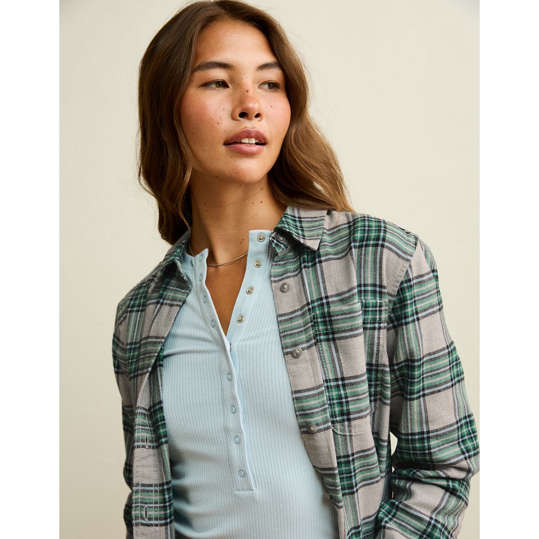 American Eagle AE Throwback Flannel Button-Up Shirt