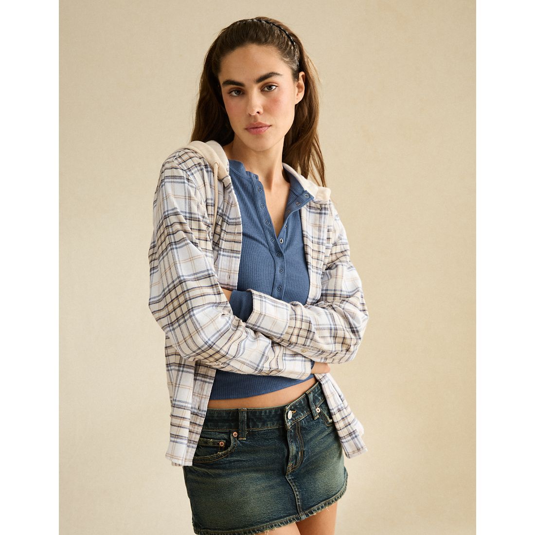 American Eagle AE Hooded Flannel